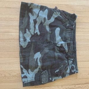 Camouflage mini skirt.